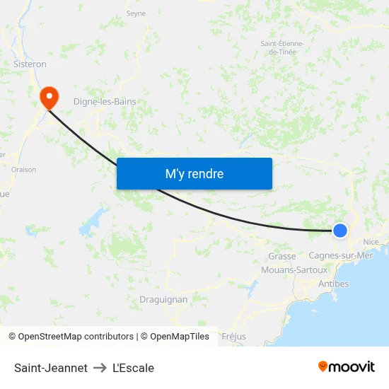 Saint-Jeannet to L'Escale map
