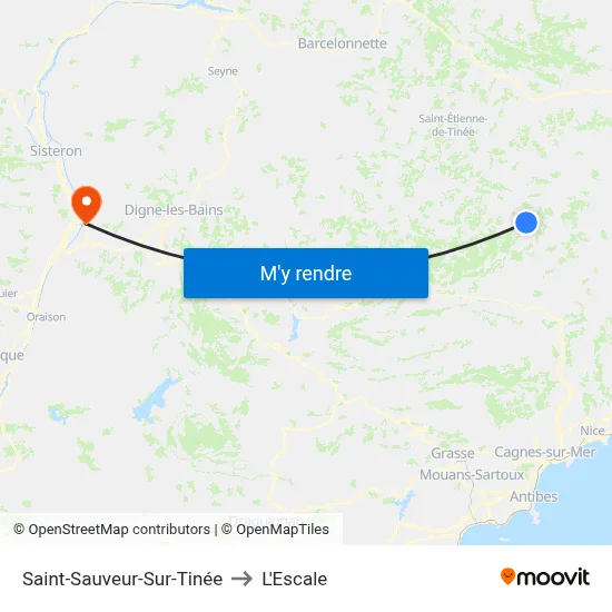 Saint-Sauveur-Sur-Tinée to L'Escale map