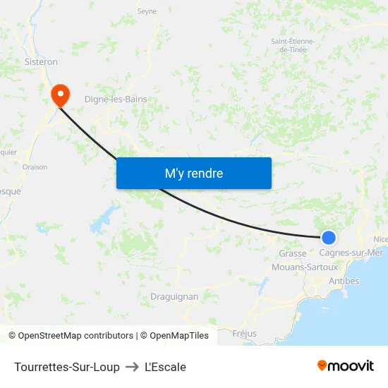 Tourrettes-Sur-Loup to L'Escale map