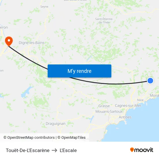 Touët-De-L'Escarène to L'Escale map