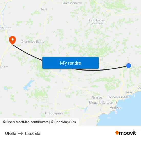 Utelle to L'Escale map