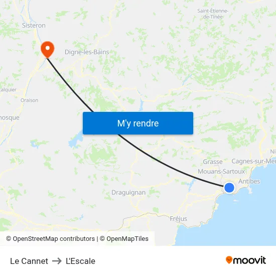 Le Cannet to L'Escale map