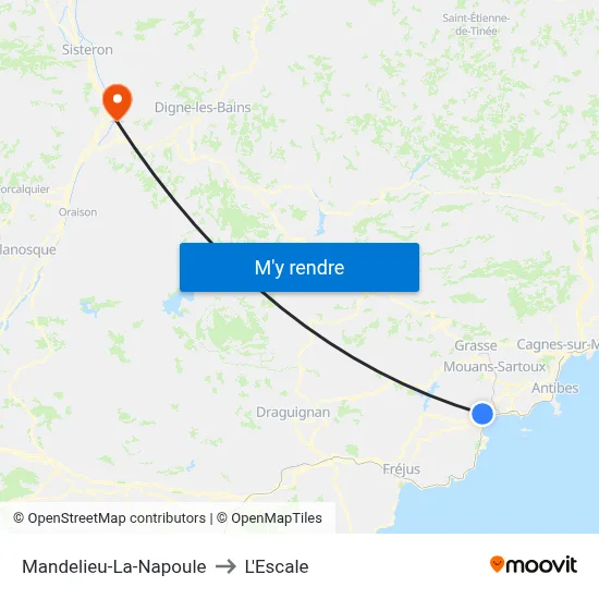 Mandelieu-La-Napoule to L'Escale map
