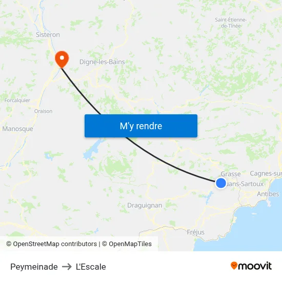 Peymeinade to L'Escale map