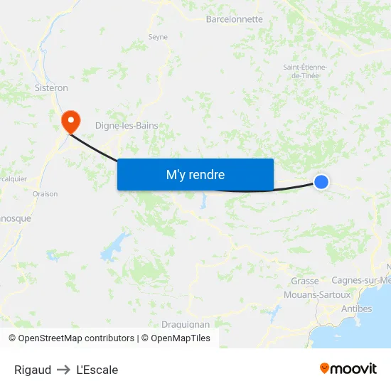 Rigaud to L'Escale map