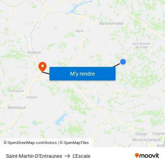 Saint-Martin-D'Entraunes to L'Escale map