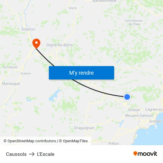 Caussols to L'Escale map