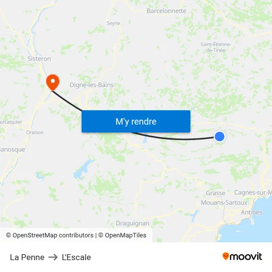 La Penne to L'Escale map