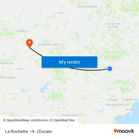 La Rochette to L'Escale map