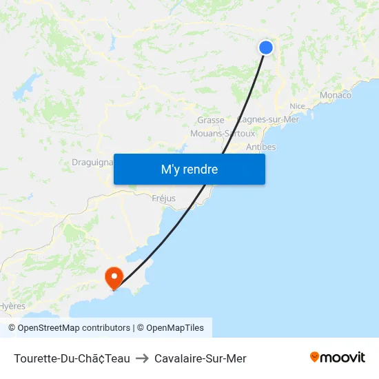 Tourette-Du-Chã¢Teau to Cavalaire-Sur-Mer map