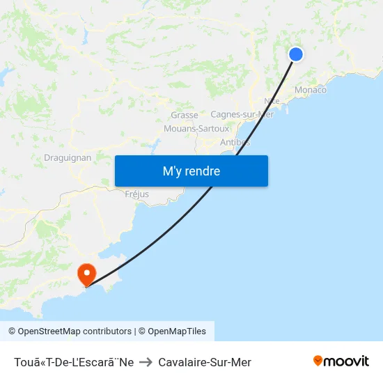 Touã«T-De-L'Escarã¨Ne to Cavalaire-Sur-Mer map