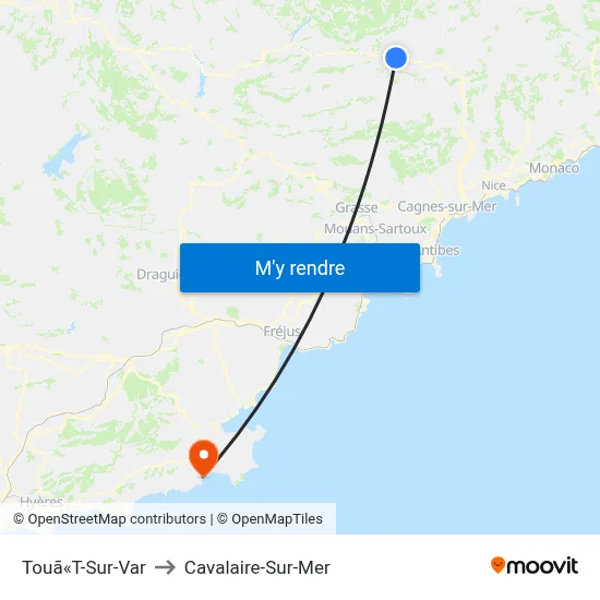 Touã«T-Sur-Var to Cavalaire-Sur-Mer map