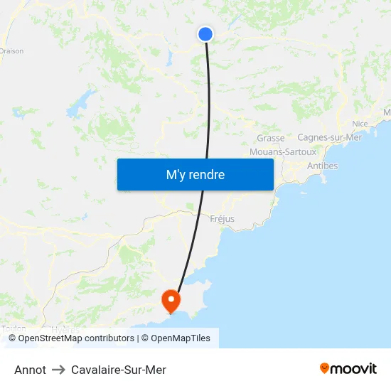 Annot to Cavalaire-Sur-Mer map