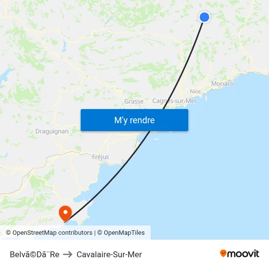 Belvã©Dã¨Re to Cavalaire-Sur-Mer map