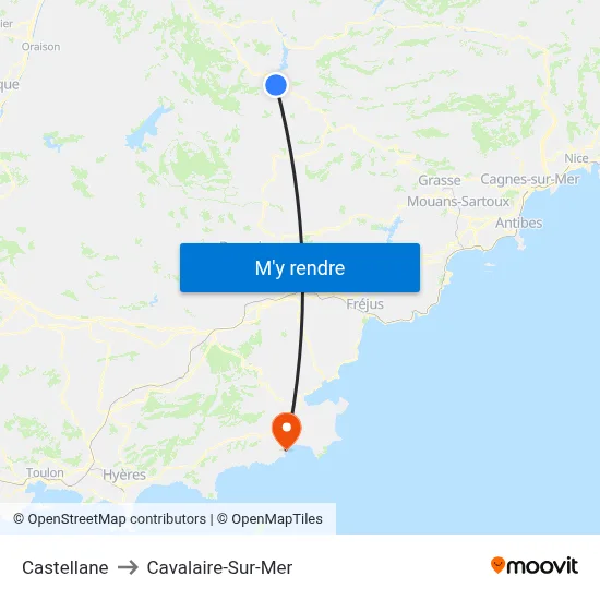 Castellane to Cavalaire-Sur-Mer map