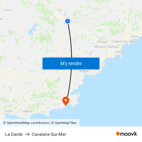 La Garde to Cavalaire-Sur-Mer map