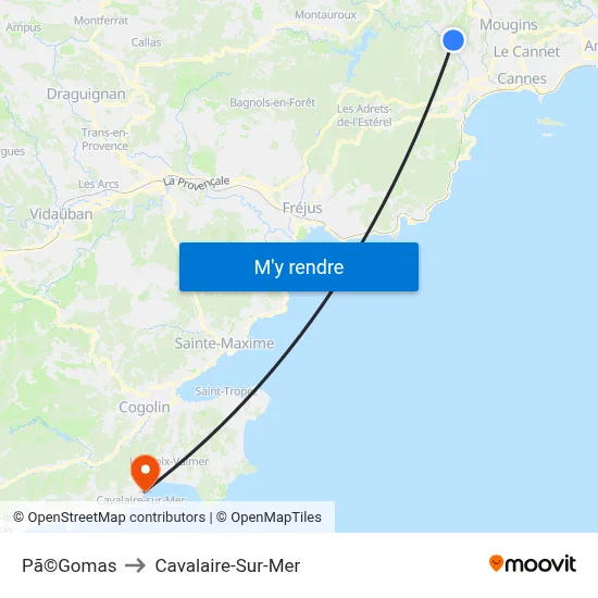 Pã©Gomas to Cavalaire-Sur-Mer map