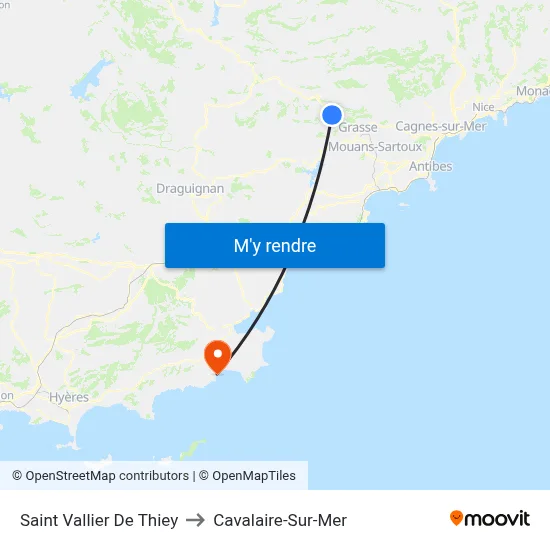 Saint Vallier De Thiey to Cavalaire-Sur-Mer map