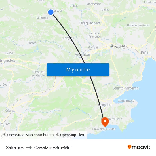 Salernes to Cavalaire-Sur-Mer map
