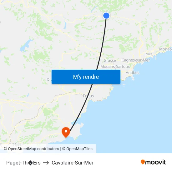Puget-Th�Ers to Cavalaire-Sur-Mer map
