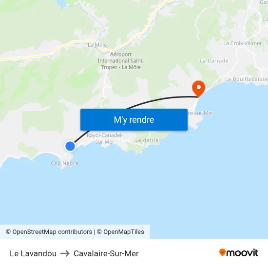 Le Lavandou to Cavalaire-Sur-Mer map