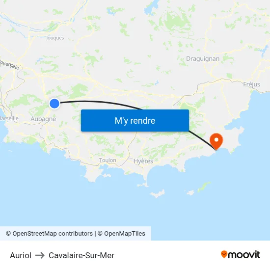 Auriol to Cavalaire-Sur-Mer map