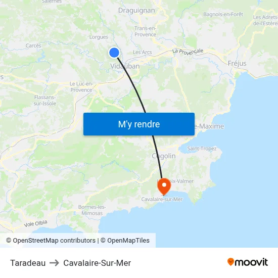 Taradeau to Cavalaire-Sur-Mer map