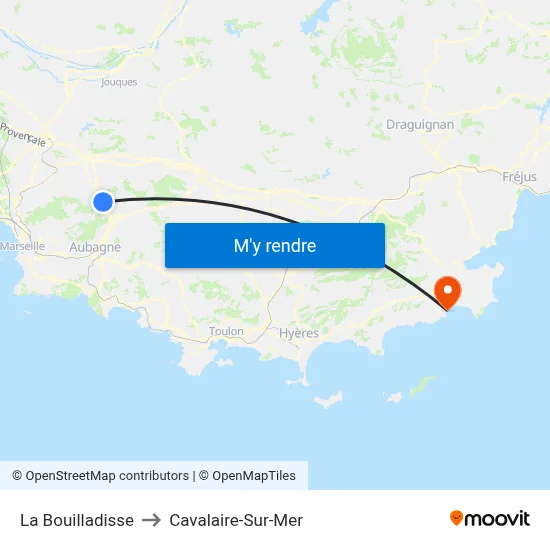 La Bouilladisse to Cavalaire-Sur-Mer map