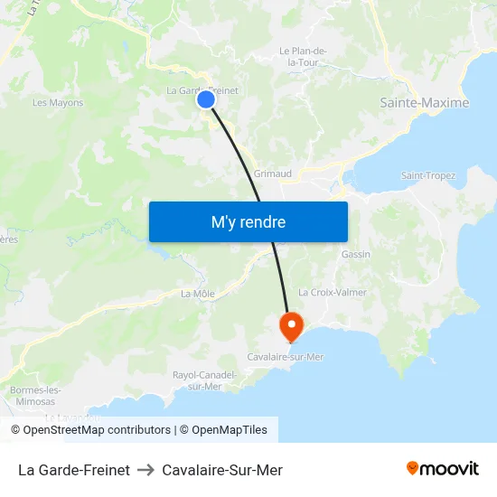 La Garde-Freinet to Cavalaire-Sur-Mer map