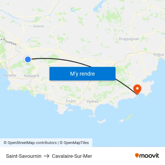 Saint-Savournin to Cavalaire-Sur-Mer map