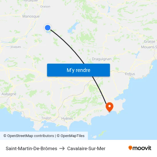 Saint-Martin-De-Brômes to Cavalaire-Sur-Mer map