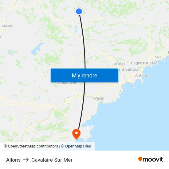 Allons to Cavalaire-Sur-Mer map