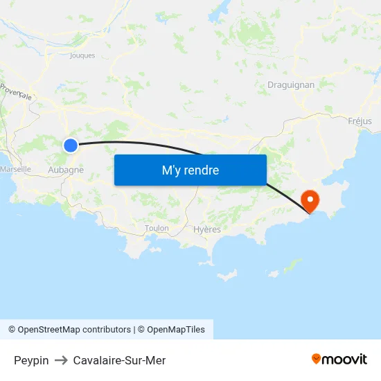 Peypin to Cavalaire-Sur-Mer map