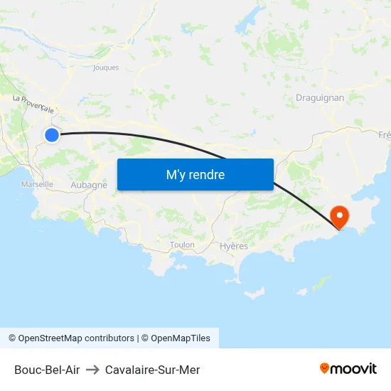 Bouc-Bel-Air to Cavalaire-Sur-Mer map