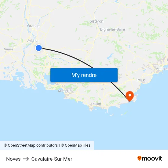 Noves to Cavalaire-Sur-Mer map