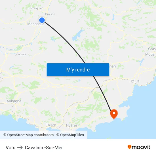Volx to Cavalaire-Sur-Mer map