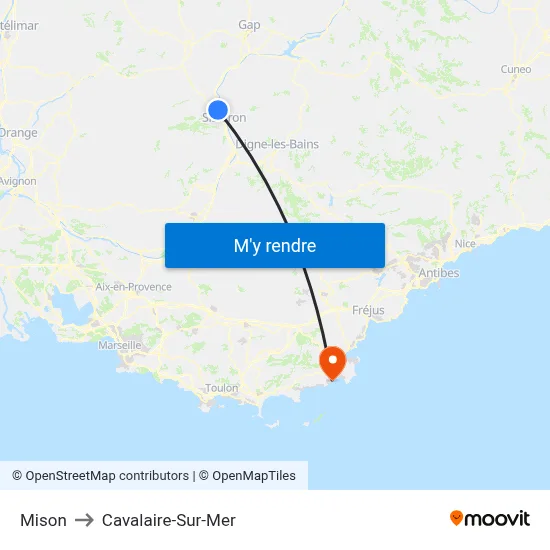 Mison to Cavalaire-Sur-Mer map