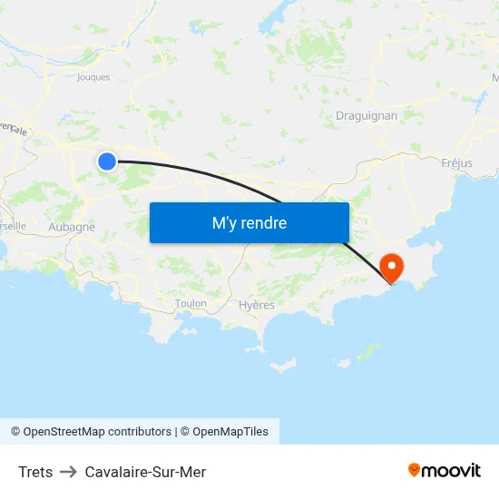 Trets to Cavalaire-Sur-Mer map