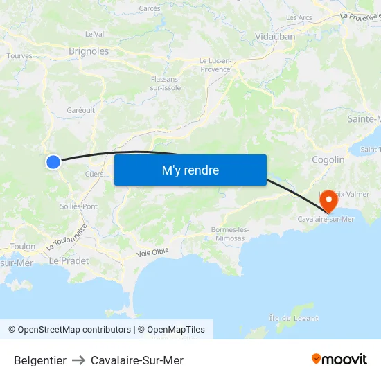 Belgentier to Cavalaire-Sur-Mer map