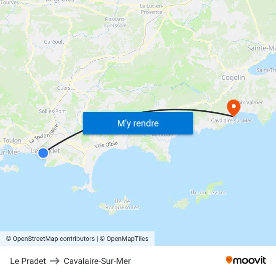 Le Pradet to Cavalaire-Sur-Mer map