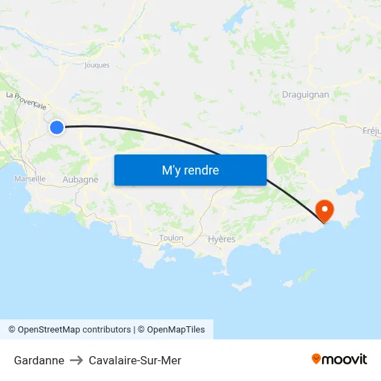 Gardanne to Cavalaire-Sur-Mer map