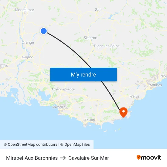 Mirabel-Aux-Baronnies to Cavalaire-Sur-Mer map