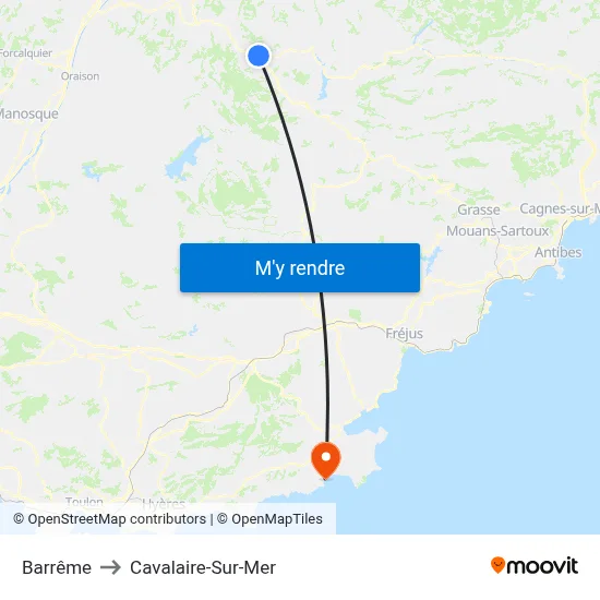Barrême to Cavalaire-Sur-Mer map