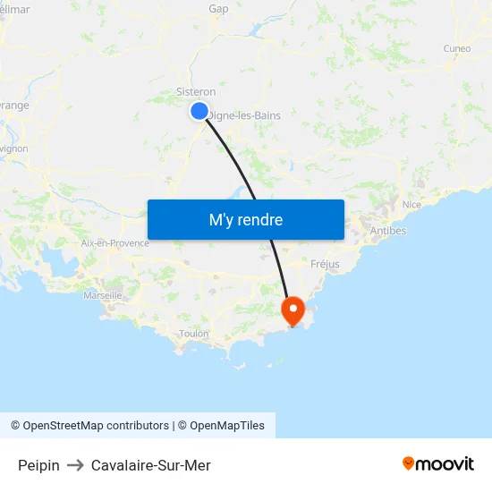 Peipin to Cavalaire-Sur-Mer map
