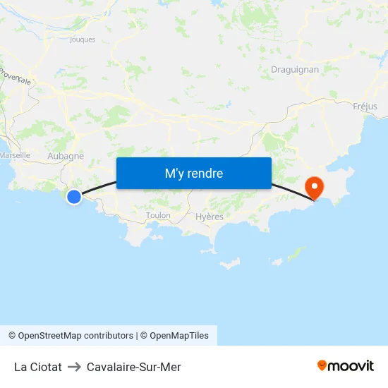 La Ciotat to Cavalaire-Sur-Mer map
