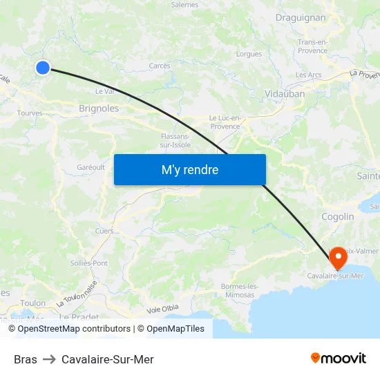 Bras to Cavalaire-Sur-Mer map