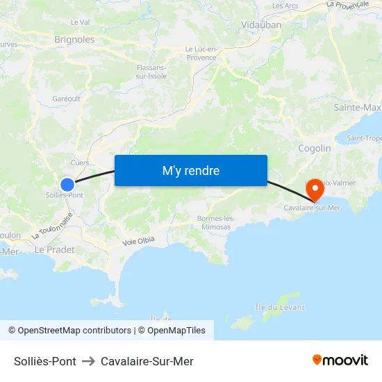 Solliès-Pont to Cavalaire-Sur-Mer map