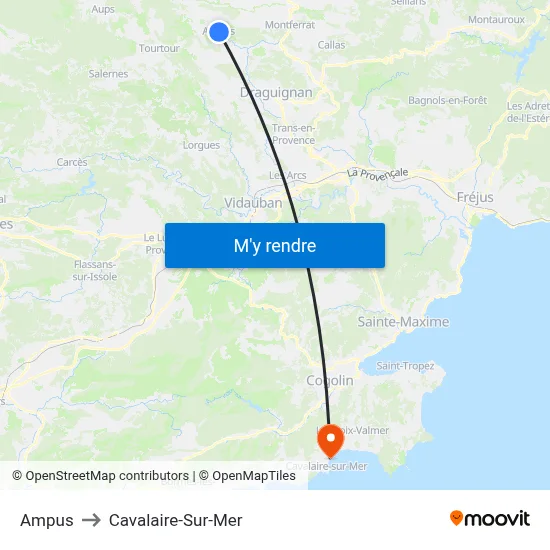 Ampus to Cavalaire-Sur-Mer map