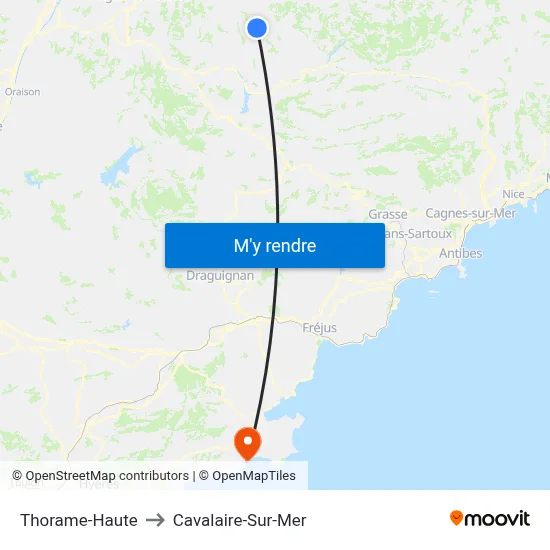 Thorame-Haute to Cavalaire-Sur-Mer map