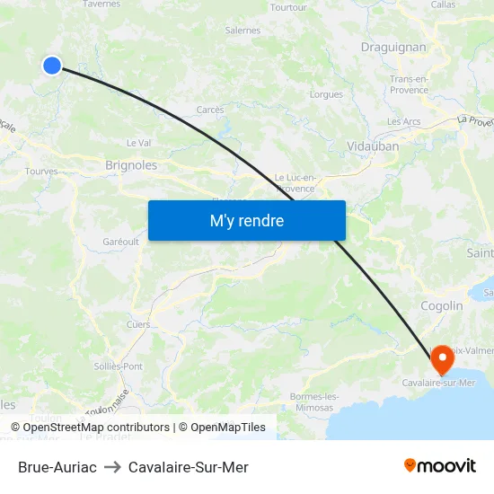 Brue-Auriac to Cavalaire-Sur-Mer map